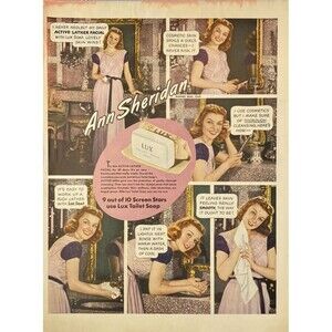LUX Toilet Soap Ann Sheridan: I Never Neglect My Active-Lather Facial" Ad 1940